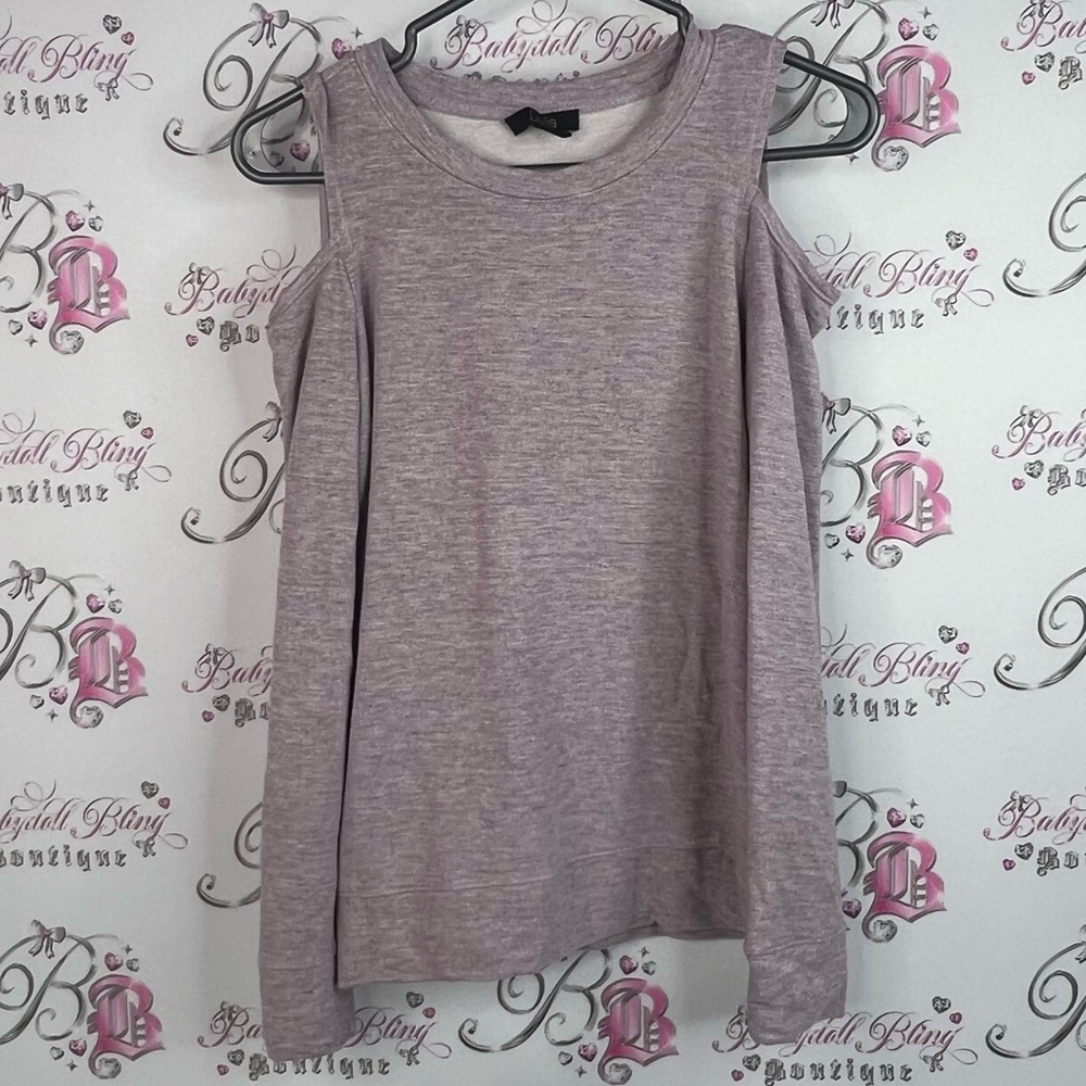 Dalia long sleeve open sleeve shoulder lilac Lavender Cold Shoulder Sweatshirt
